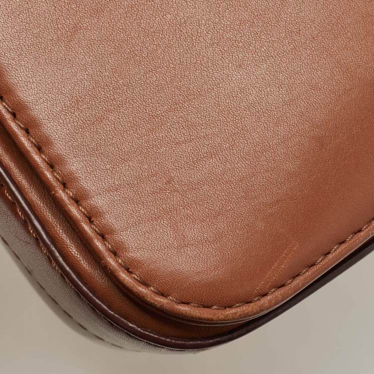 Pre Owned Carolina Herrera Brown Leather CHHC Flap Shoulder Bag