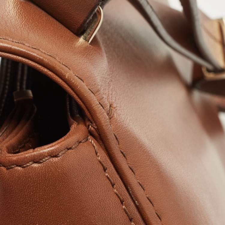 Pre Owned Carolina Herrera Brown Leather CHHC Flap Shoulder Bag