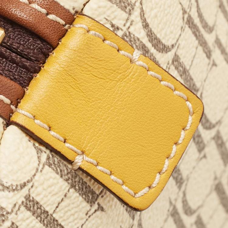 Pre Owned Carolina Herrera Multicolor Monogram Coated Canvas and Leather Andy Boston Bag