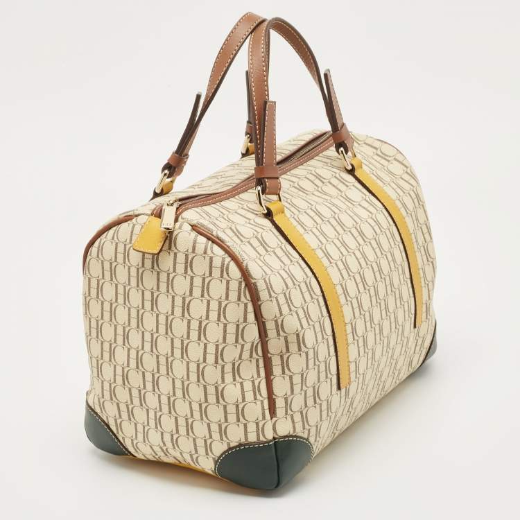 Pre Owned Carolina Herrera Multicolor Monogram Coated Canvas and Leather Andy Boston Bag