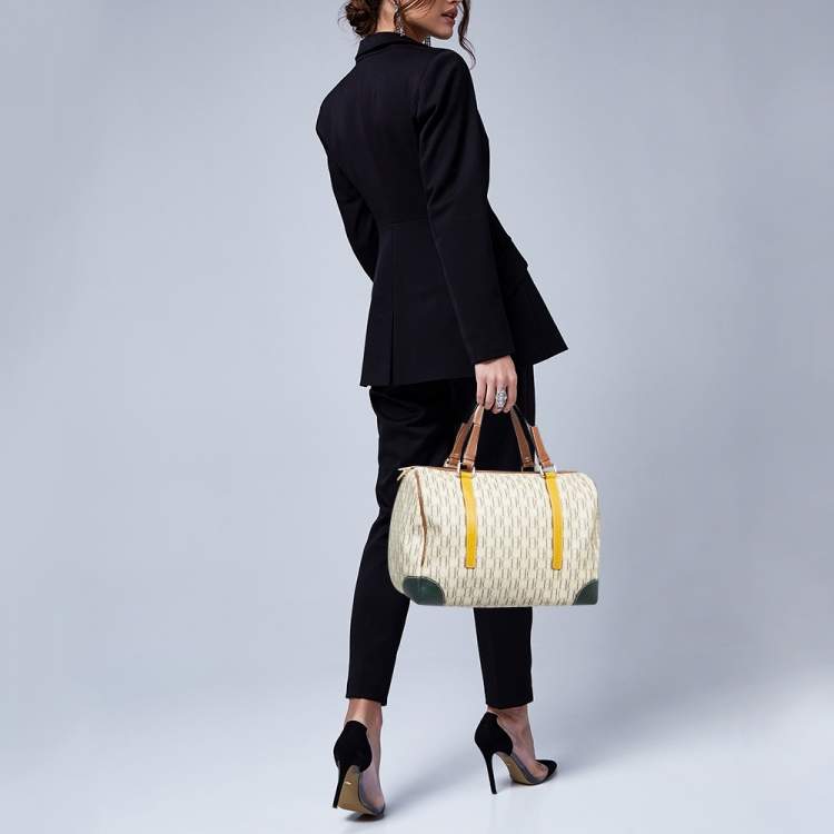 Pre Owned Carolina Herrera Multicolor Monogram Coated Canvas and Leather Andy Boston Bag