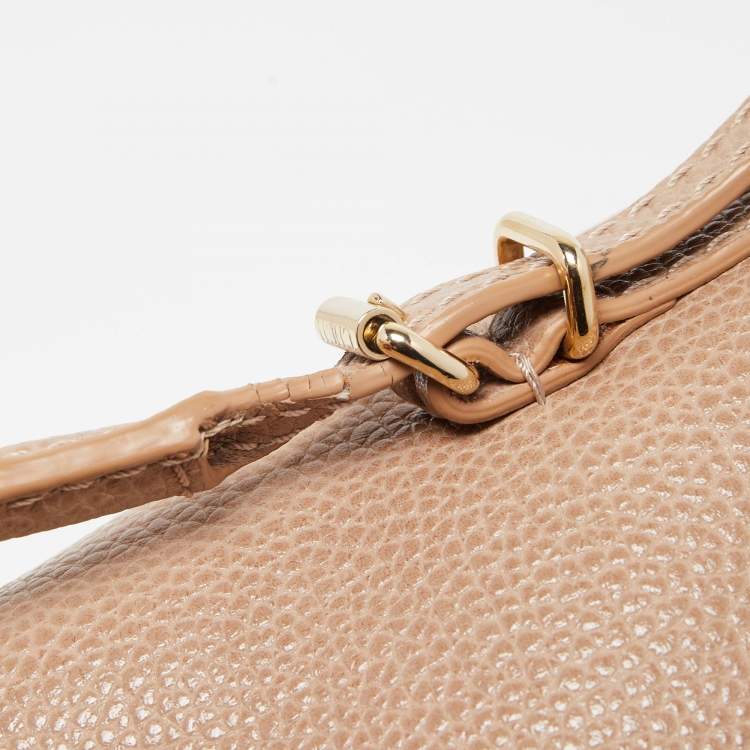 Pre Owned Carolina Herrera Beige Leather Minuetto Top Handle Bag