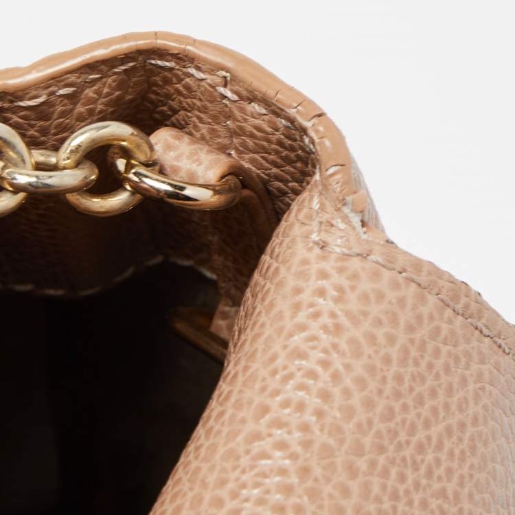 Pre Owned Carolina Herrera Beige Leather Minuetto Top Handle Bag
