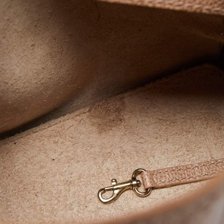 Pre Owned Carolina Herrera Beige Leather Minuetto Top Handle Bag
