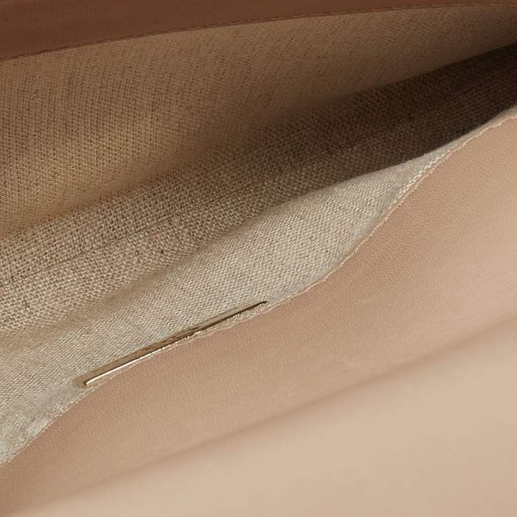 Pre Owned Carolina Herrera Black Leather Logo Metal Flap Clutch