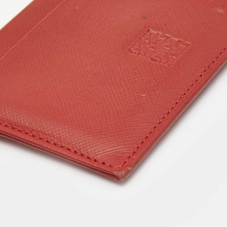 Pre Owned Carolina Herrera Red Leather Card Case