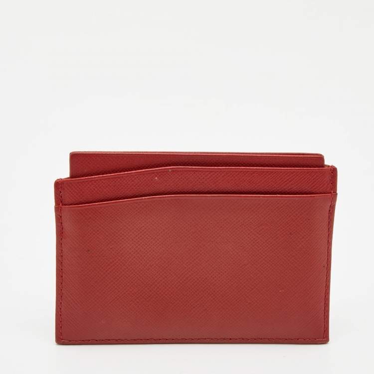 Pre Owned Carolina Herrera Red Leather Card Case