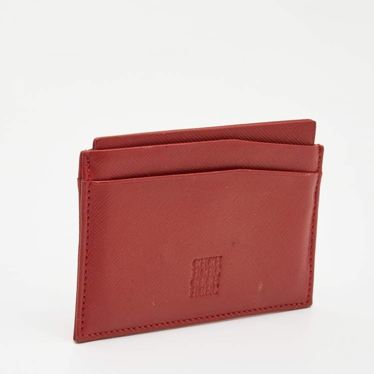 Pre Owned Carolina Herrera Red Leather Card Case