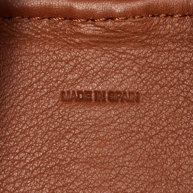 Pre Owned Carolina Herrera Brown Monogram Embossed Leather Matryoshka Tote