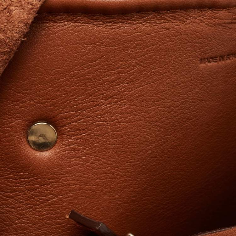 Pre Owned Carolina Herrera Brown Monogram Embossed Leather Matryoshka Tote
