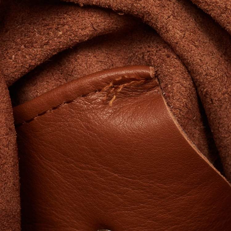 Pre Owned Carolina Herrera Brown Monogram Embossed Leather Matryoshka Tote
