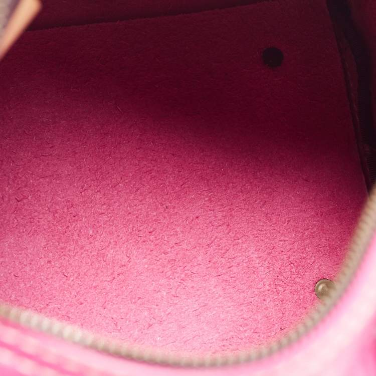 Pre Owned Carolina Herrera Pink/Beige Monogram Embossed Leather Andy Boston Bag
