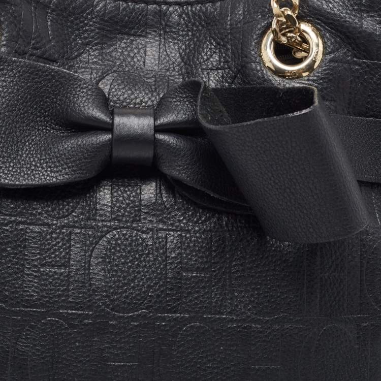 Pre Owned Carolina Herrera Black Leather Audrey Shoulder Bag