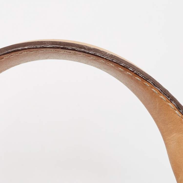 Pre Owned Carolina Herrera Brown Leather Monogram Embossed Andy Boston Bag