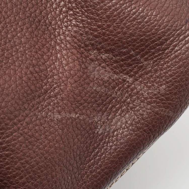 Pre Owned Carolina Herrera Brown Leather Monogram Embossed Andy Boston Bag