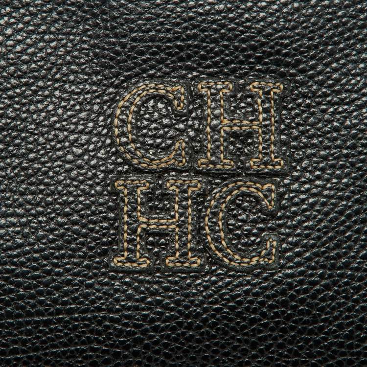 Pre Owned Carolina Herrera Black Leather Padlock Charm Crossbody Bag