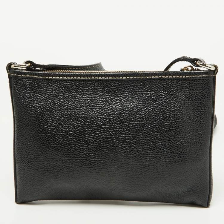 Pre Owned Carolina Herrera Black Leather Padlock Charm Crossbody Bag