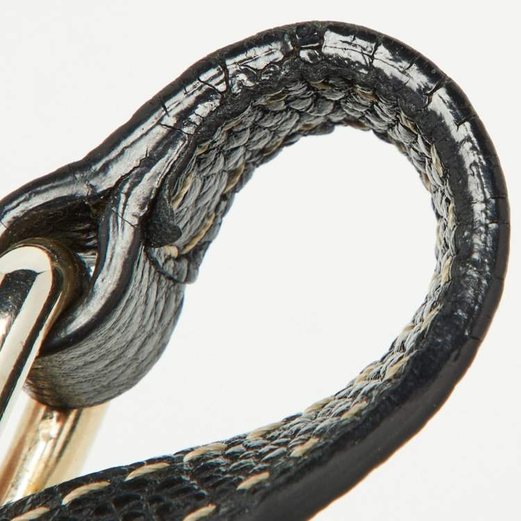 Pre Owned Carolina Herrera Black Leather Padlock Charm Crossbody Bag