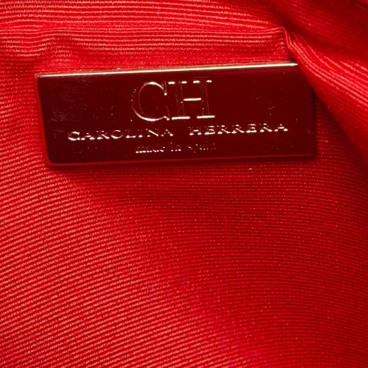 Pre Owned Carolina Herrera Black Leather Padlock Charm Crossbody Bag