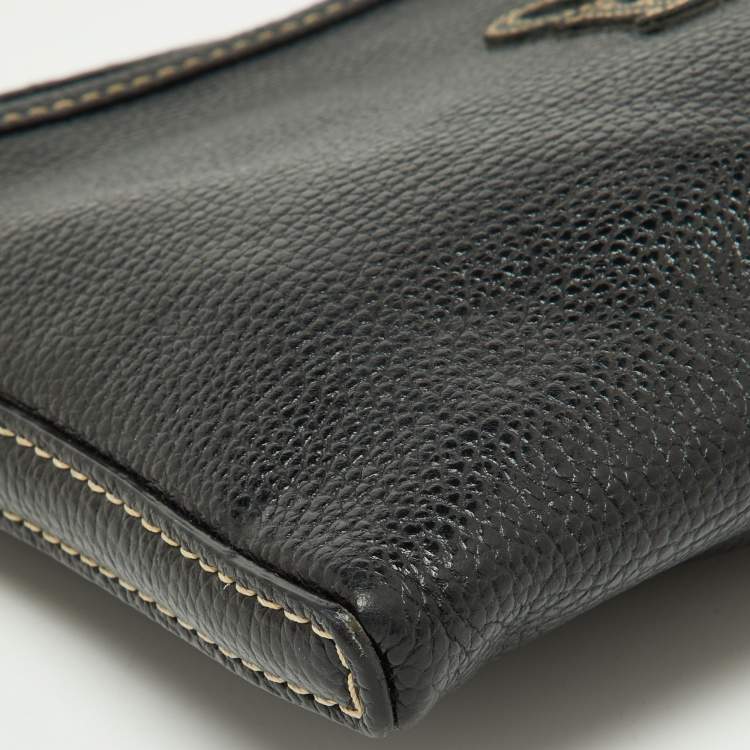 Pre Owned Carolina Herrera Black Leather Padlock Charm Crossbody Bag