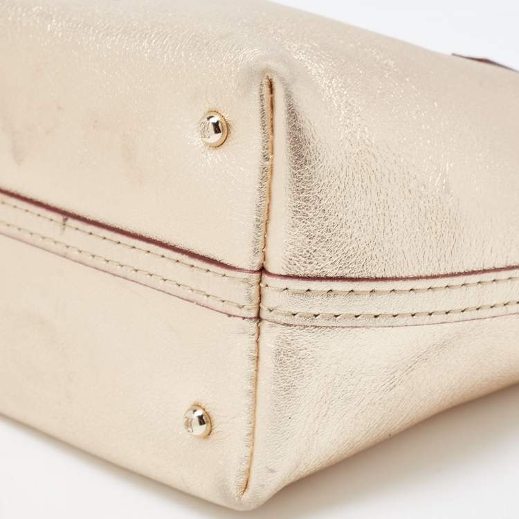 Pre Owned Carolina Herrera Gold Leather Mini Tote