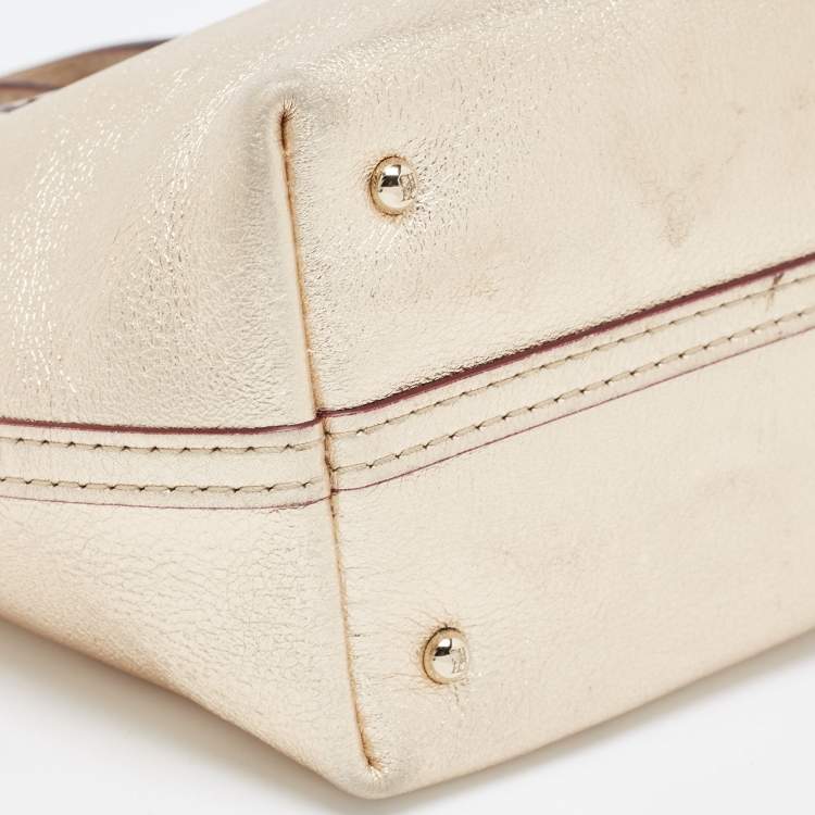 Pre Owned Carolina Herrera Gold Leather Mini Tote