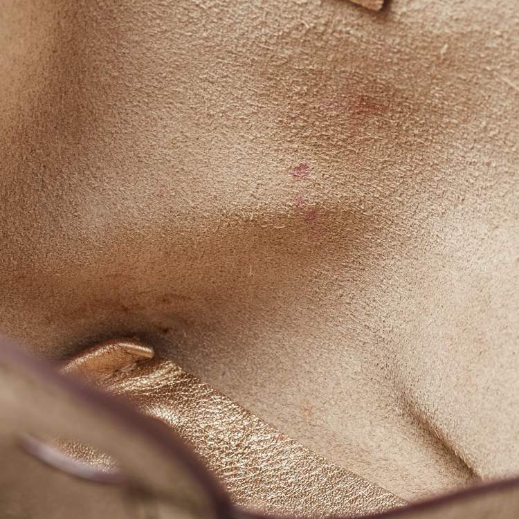 Pre Owned Carolina Herrera Gold Leather Mini Tote