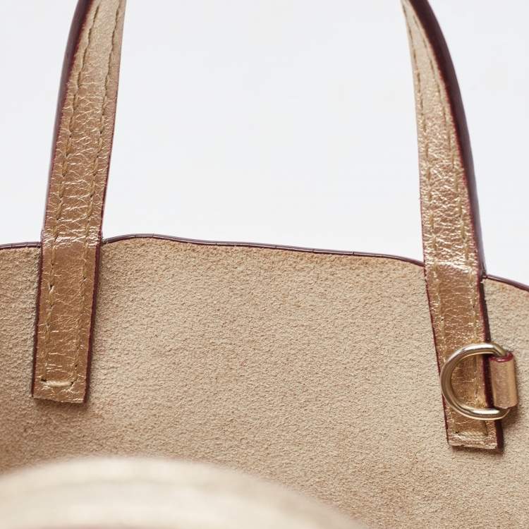 Pre Owned Carolina Herrera Gold Leather Mini Tote