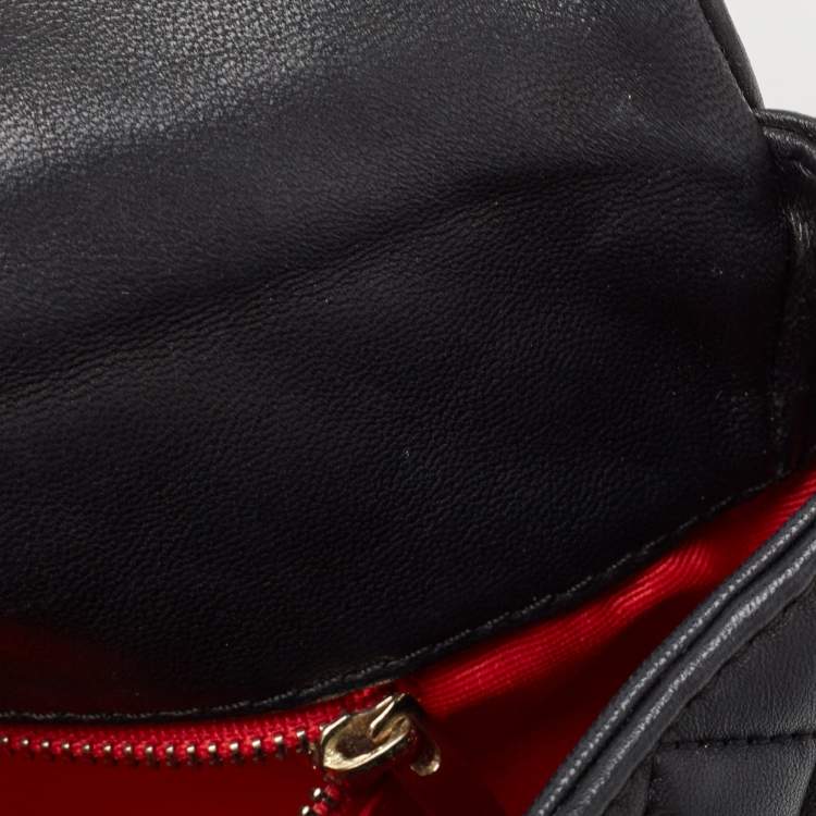 Pre Owned Carolina Herrera Black Quilted Leather Flap Chain Shoulder Bag