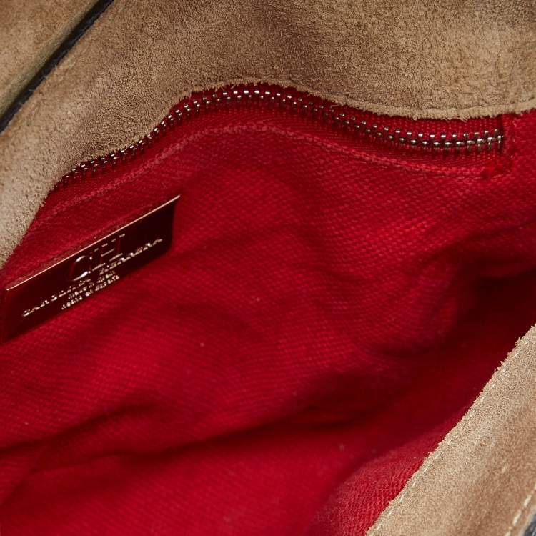 Pre Owned Carolina Herrera Red/White Monogram Coated Canvas and Leather Bow Flap Shoulder Bag