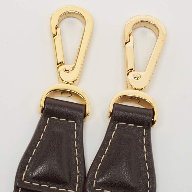 Pre Owned Carolina Herrera Dark Brown/Cream Monogram Canvas and Leather Initials Insignia Shoulder Bag