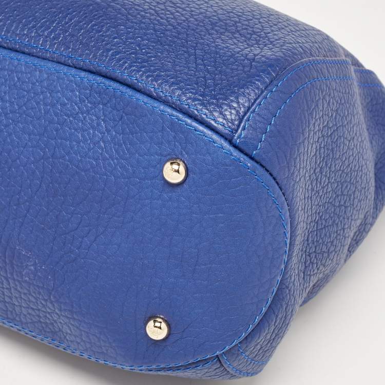 Pre Owned Carolina Herrera Blue Leather Chain Tassel Hobo