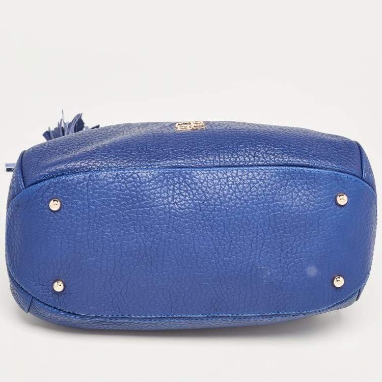 Pre Owned Carolina Herrera Blue Leather Chain Tassel Hobo