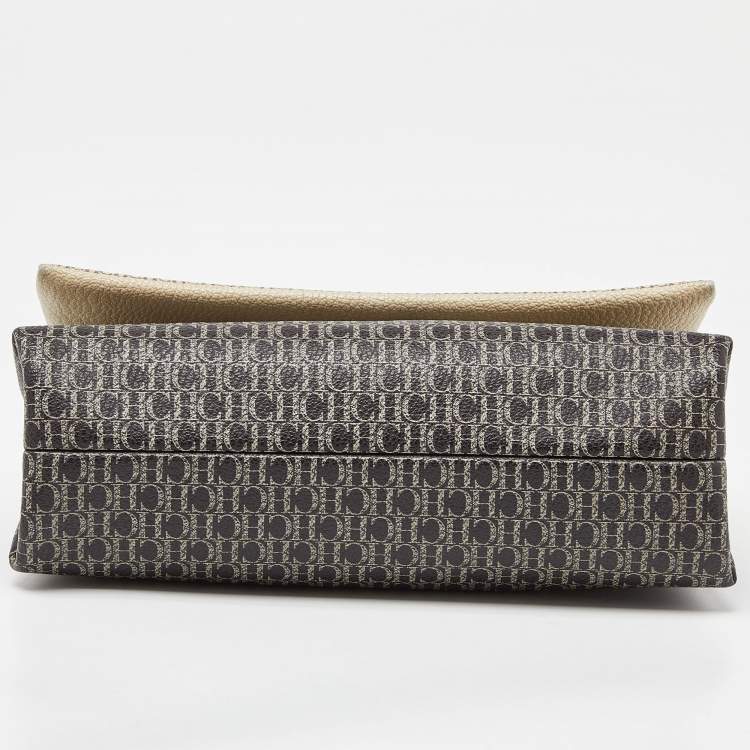 Pre Owned Carolina Herrera Tricolor Monogram Coated Canvas and Leather Mini Flap Top Handle Bag