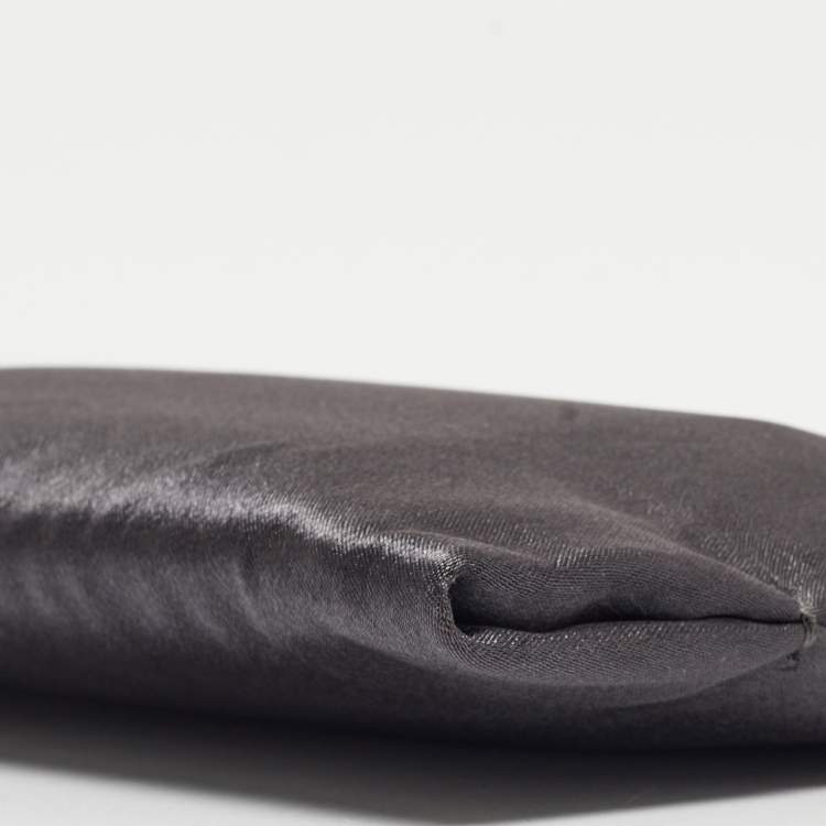 Pre Owned Carolina Herrera Grey Satin Frame Clutch