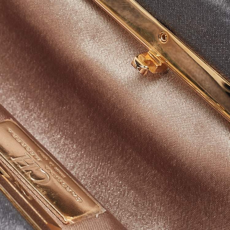Pre Owned Carolina Herrera Grey Satin Frame Clutch