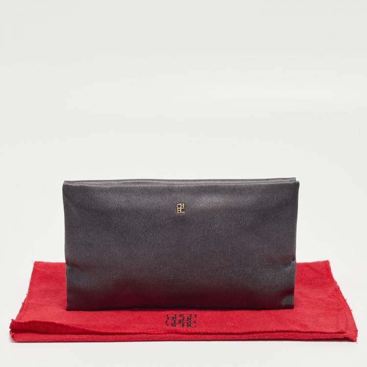 Pre Owned Carolina Herrera Grey Satin Frame Clutch