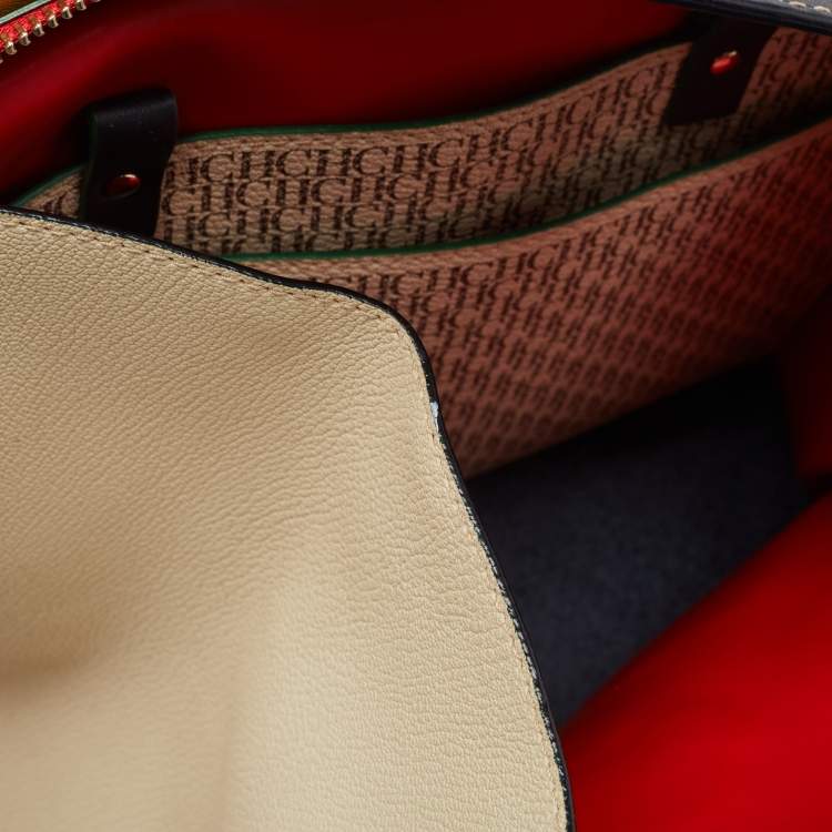 Pre Owned Carolina Herrera Multicolor Monogram Coated Canvas and Leather Patchwork Flap Tote