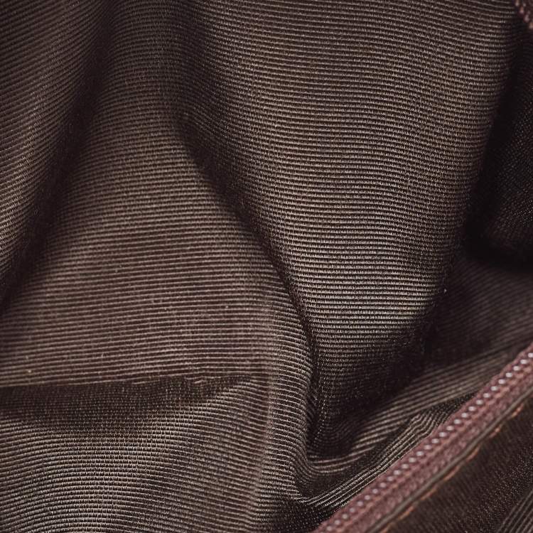 Pre Owned Carolina Herrera Grey Monogram Embossed Leather Bow Flap Chain Clutch  
