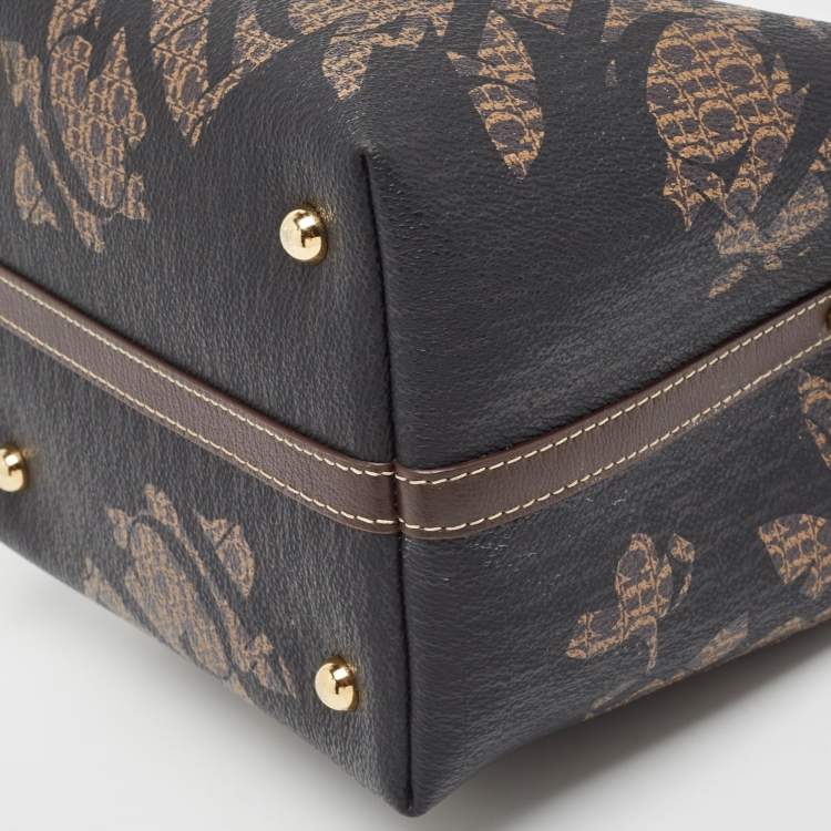 Pre Owned Carolina Herrera Black/Brown Monogram Coated Canvas and Leather Matryoshka Tote