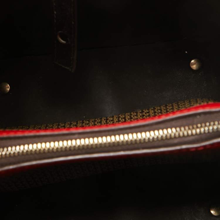 Pre Owned Carolina Herrera Dark Brown Monogram Coated Canvas and Leather Small Matryoshka Locked Tote