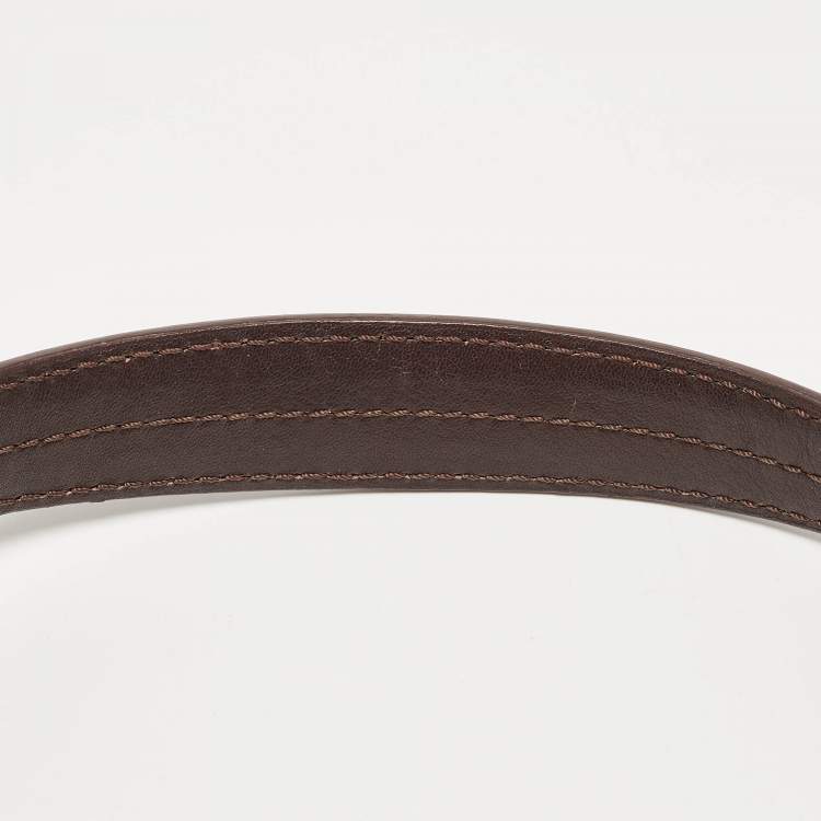 Pre Owned Carolina Herrera Brown/Beige Leather Camelot Colorblock Top Handle Bag