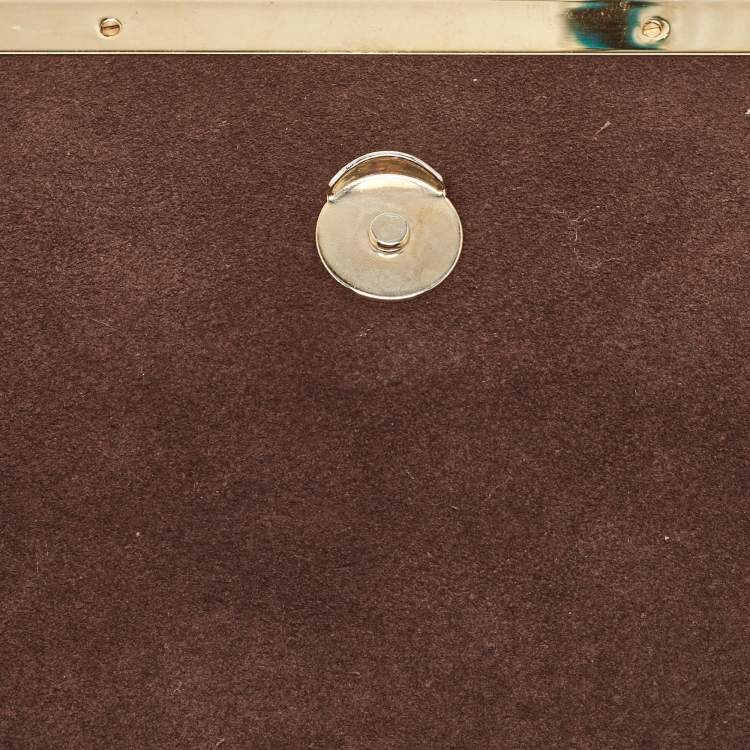 Pre Owned Carolina Herrera Brown/Beige Leather Camelot Colorblock Top Handle Bag