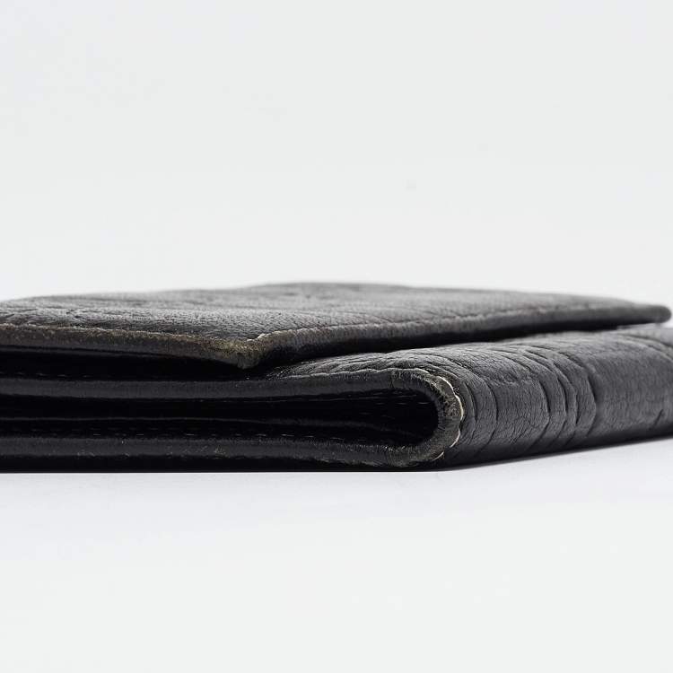 Pre Owned Carolina Herrera Dark Brown Logo Embossed Leather Trifold Wallet