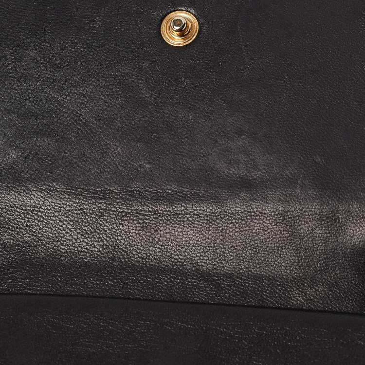 Pre Owned Carolina Herrera Dark Brown Logo Embossed Leather Trifold Wallet