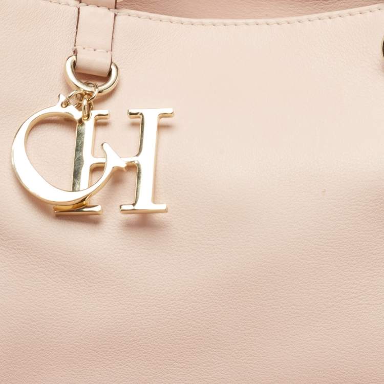 مملوكة مسبقًا Carolina Herrera Light Pink Leather CH Charm Tote