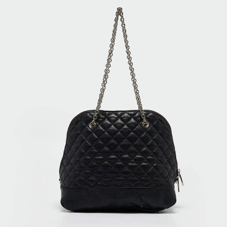Pre Owned Carolina Herrera Quilted Leather Logo Chain Satchel