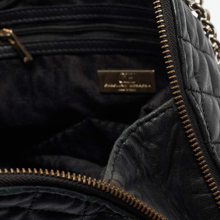 Pre Owned Carolina Herrera Quilted Leather Logo Chain Satchel