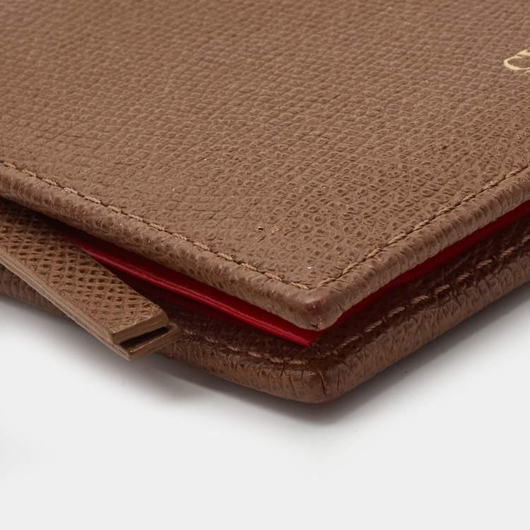 Pre Owned Carolina Herrera Brown Leather CHHC Bifold Wallet