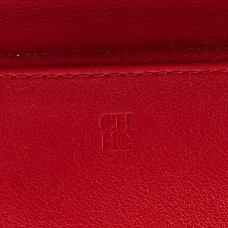 Pre Owned Carolina Herrera Brown Leather CHHC Bifold Wallet